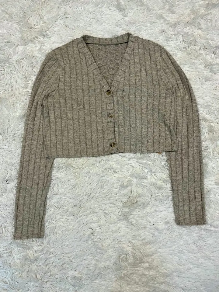 Saco beige jaspeado corto