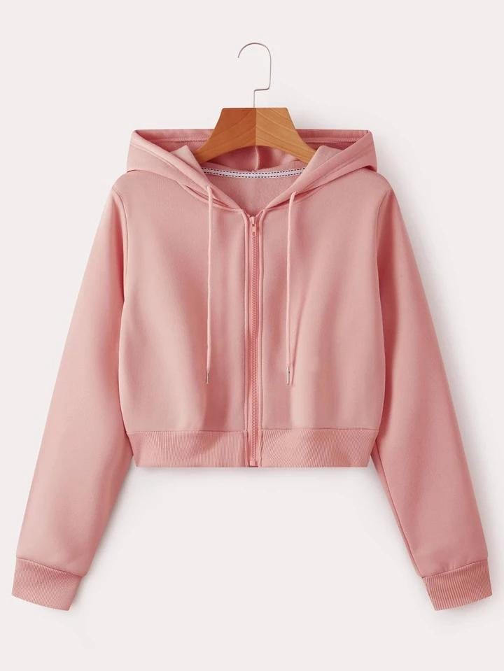 Campera rosa salmon crop top