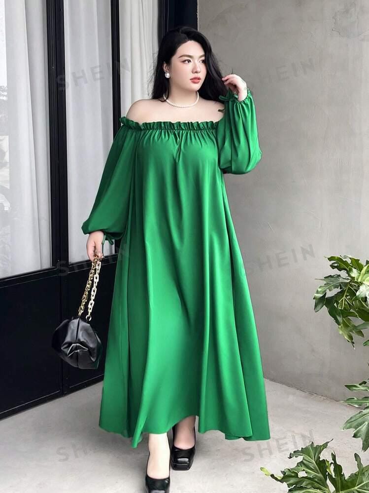 Vestido verde hombros descubiertos