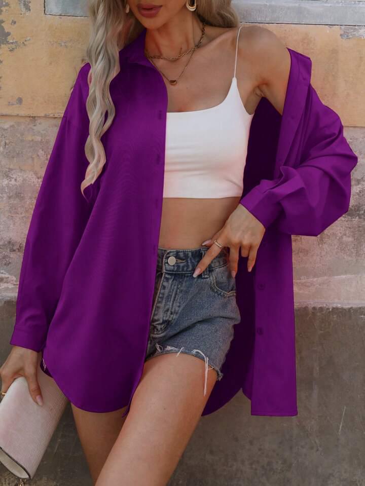 Camisa larga violeta vino