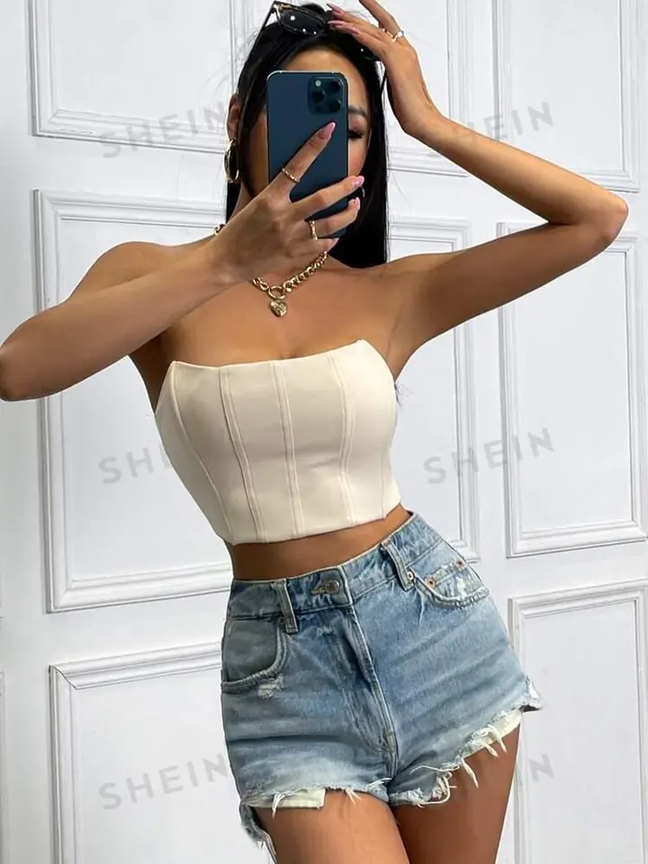 Top corset crema corto