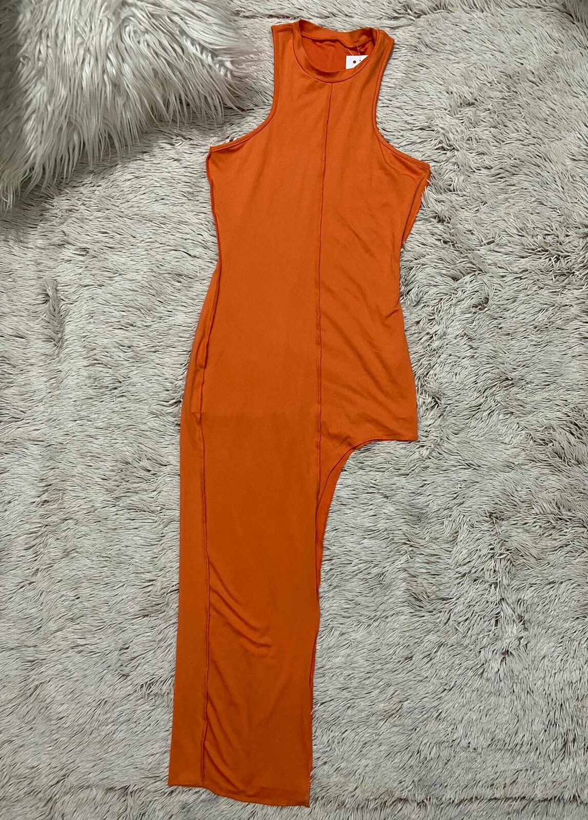 Vestido anaranjado costuras fuera SHEIN
