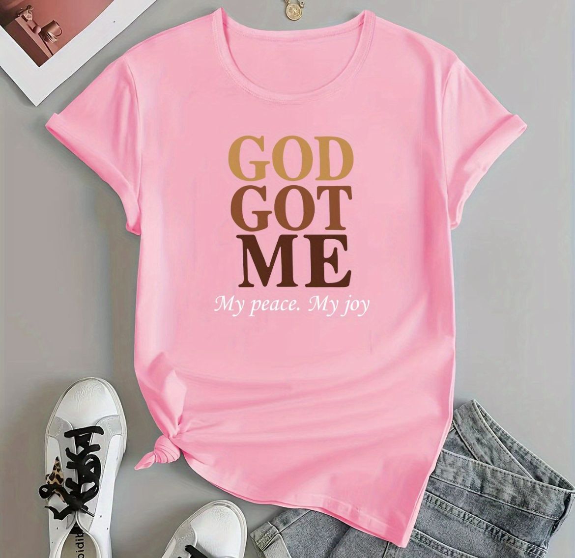 Remera rosa god got me