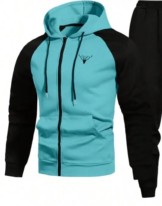 Campera celeste mangas negras