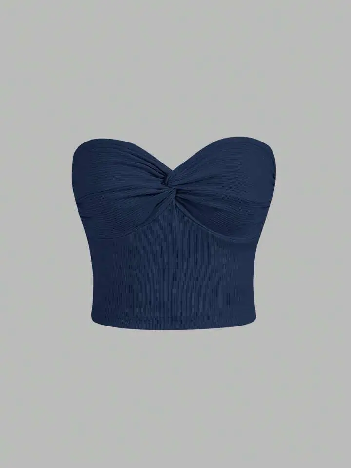 Top strapless azul oscuro