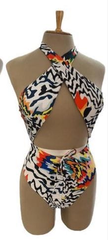 Enteriza malla cruzada halter varios colores