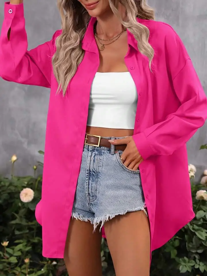 Camisa larga fucsia oscura