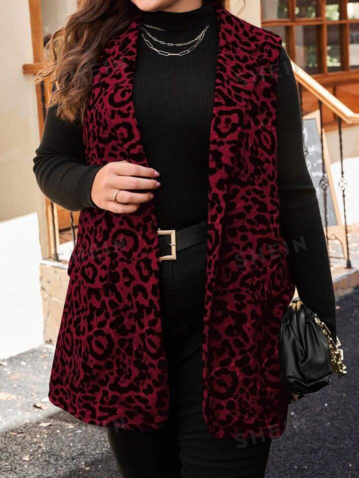 Chaleco rojo animal print fino