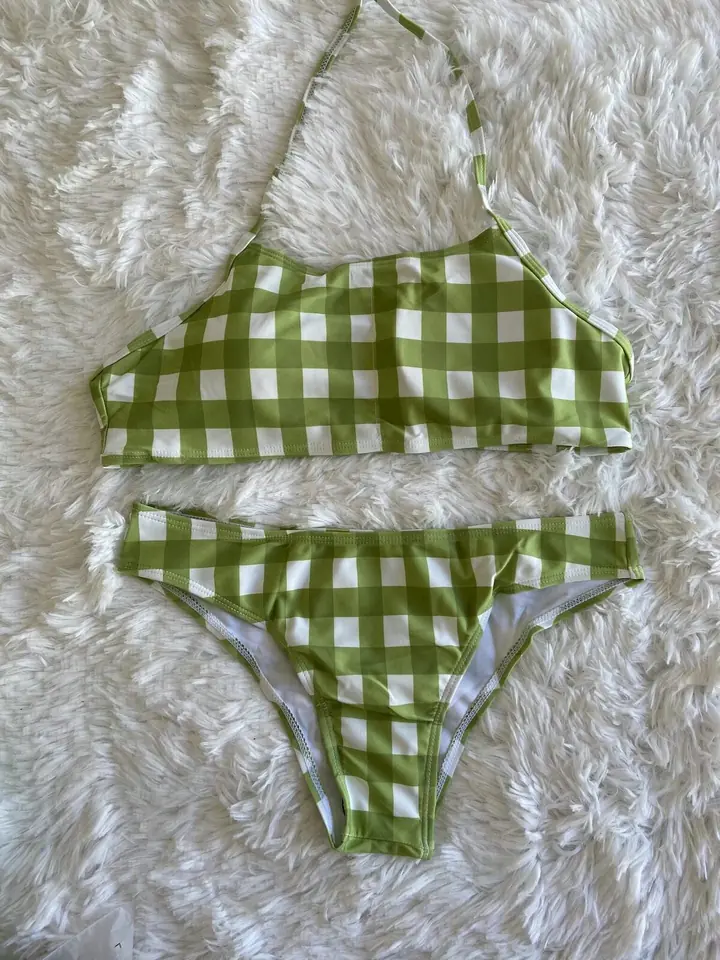 Bikini malla verde cuadros