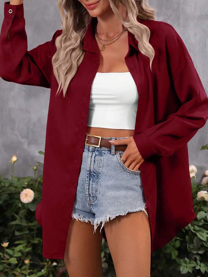Camisa larga bordo