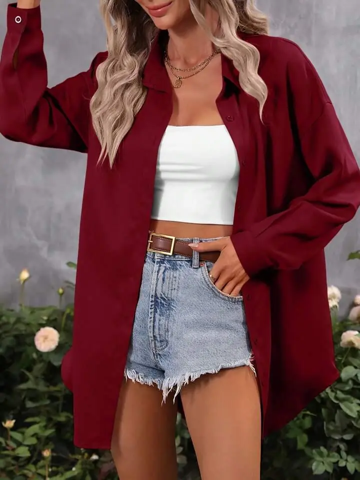 Camisa larga bordo