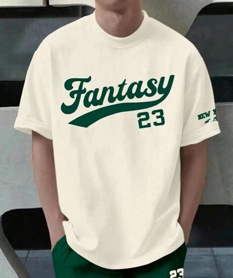 Remera crema fantasy en verde