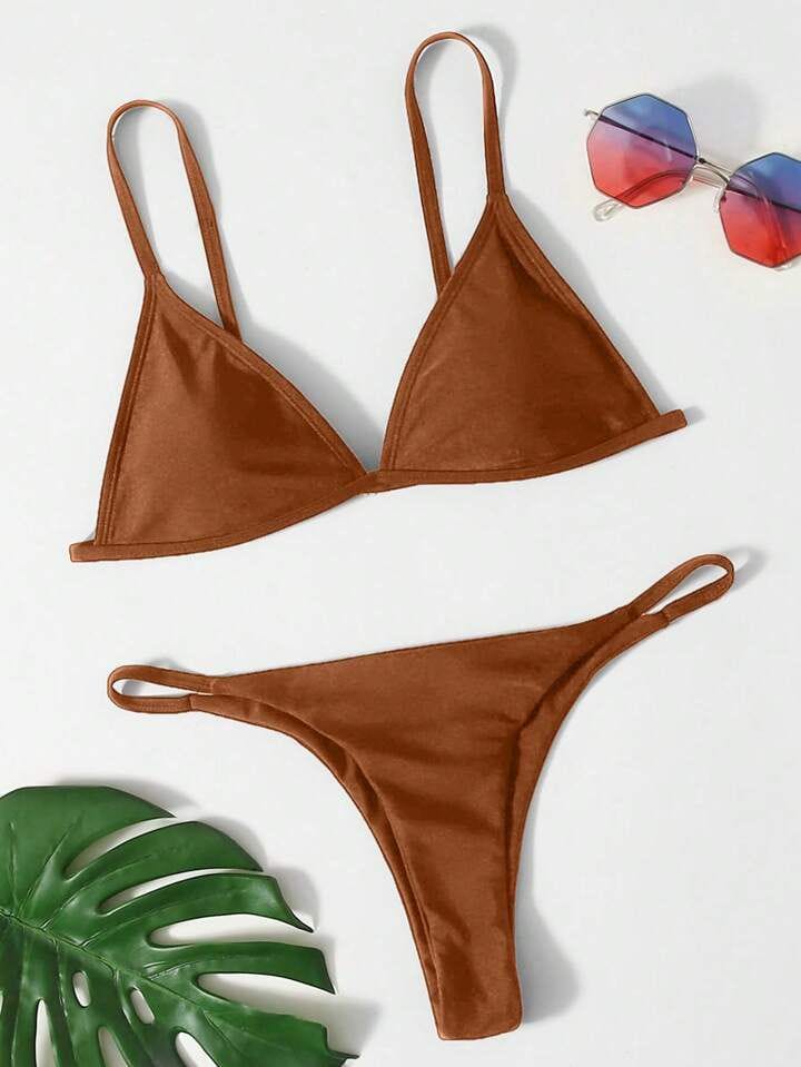 Bikini malla triangulo marrón