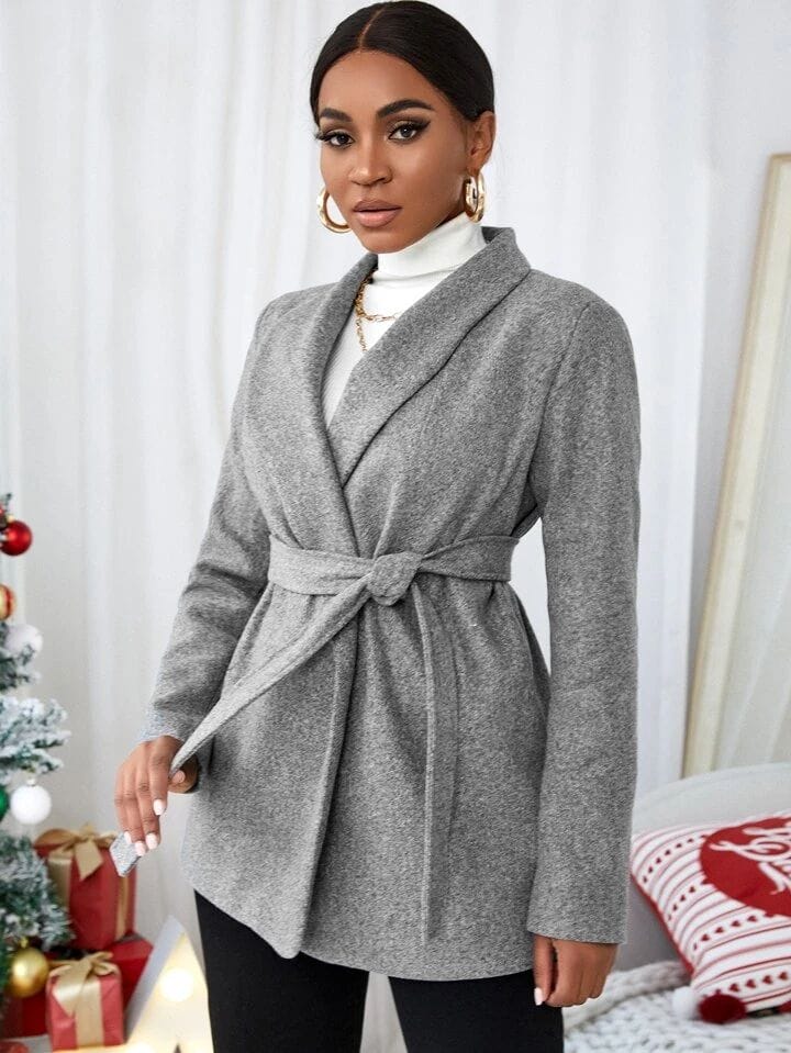 Blazer atado en cintura gris
