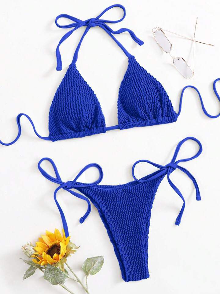 Bikini azul texturado