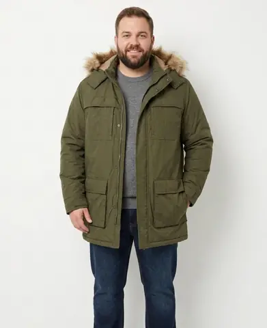 Campera de abrigo verde capucha peluda desmontable