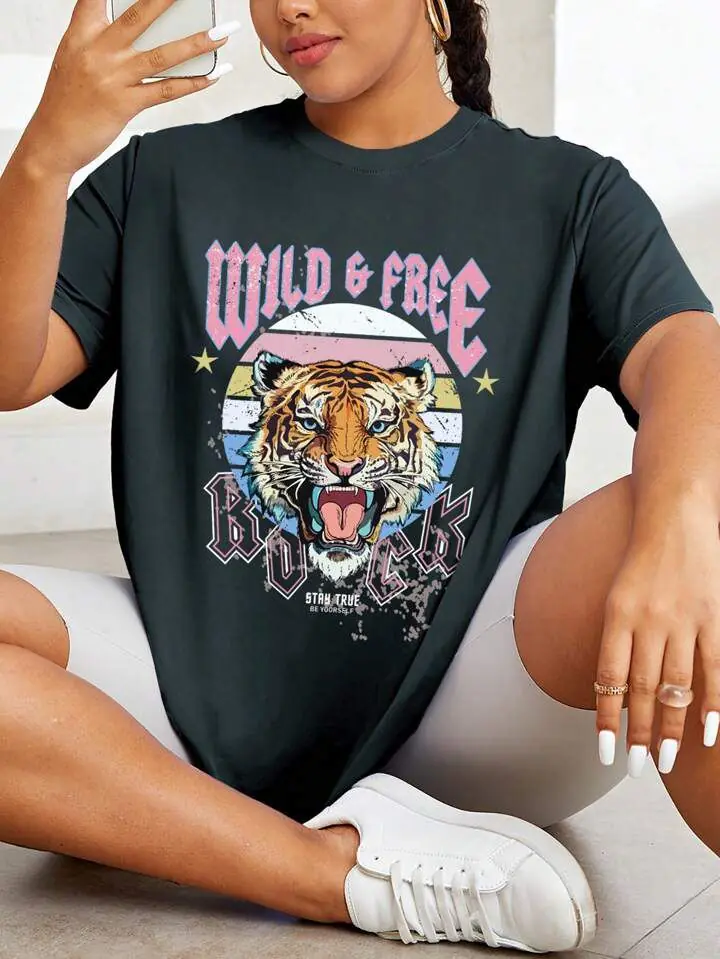 Remera gris tigre wild y free