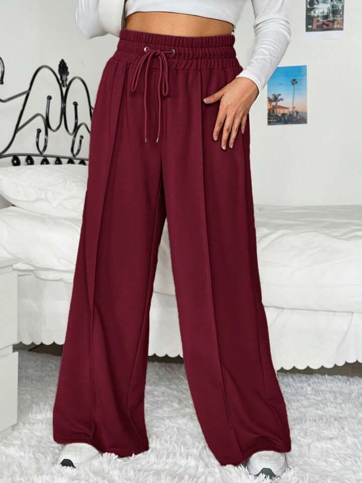 Pantalón bordo linea en medio sin felpa