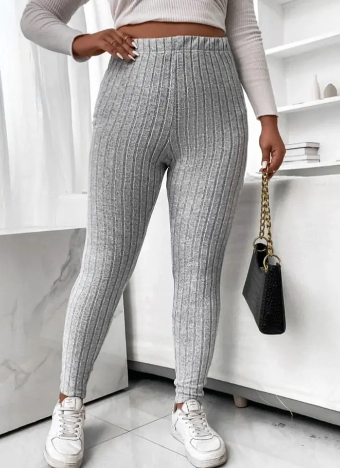 Calza gris canalé Plus size