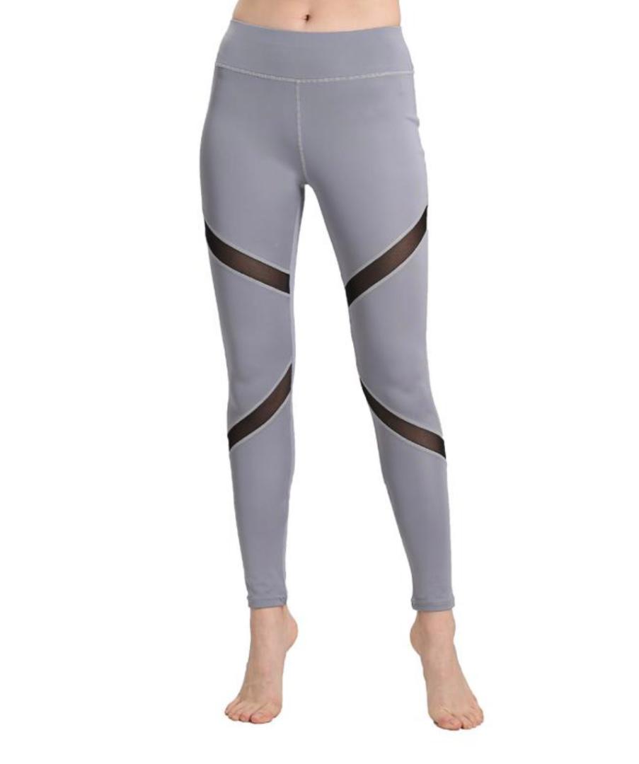 Calza gris con transparencia negra