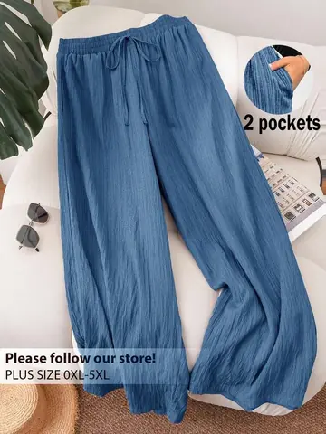 Pantalón palazo celeste texturado