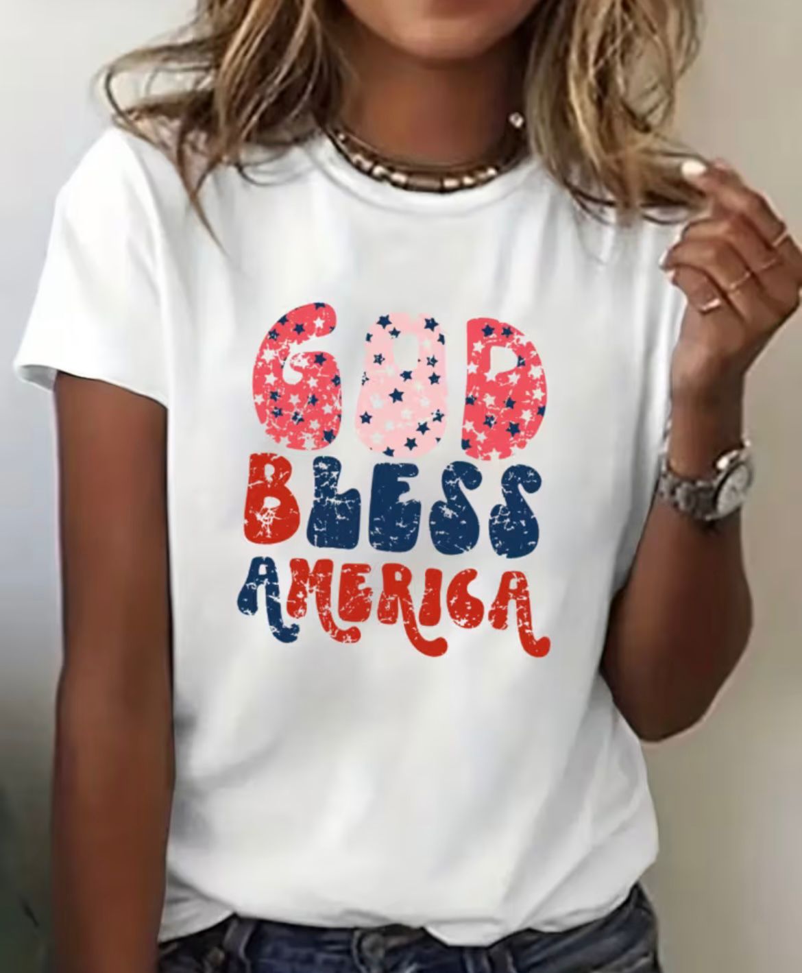 Remera blanca god bless america
