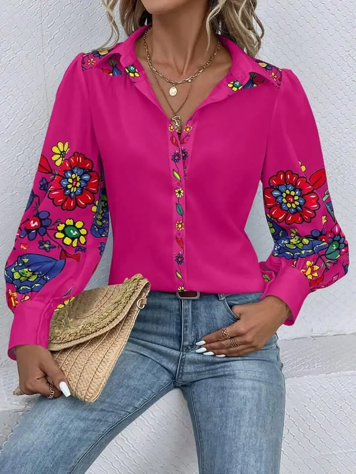 Camisa rosa con flores