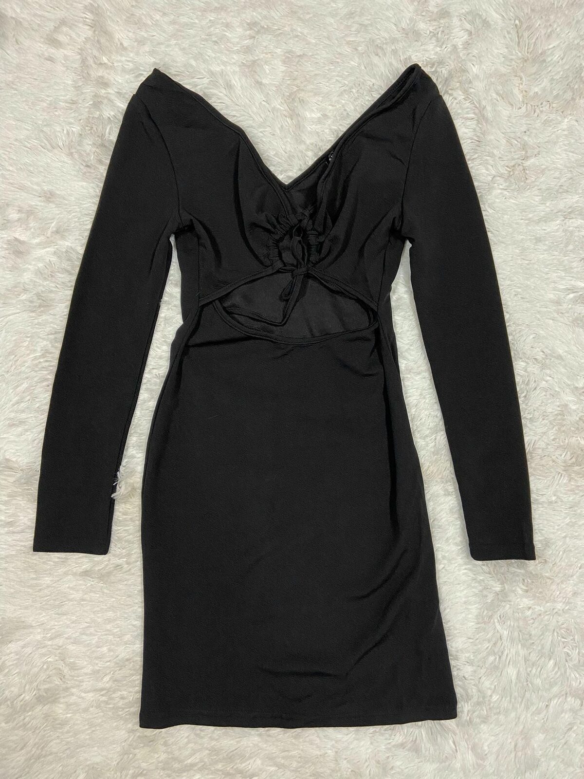 Vestido negro atado enfrente SHEIN