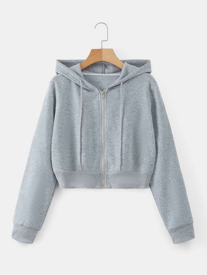 Campera crop top gris
