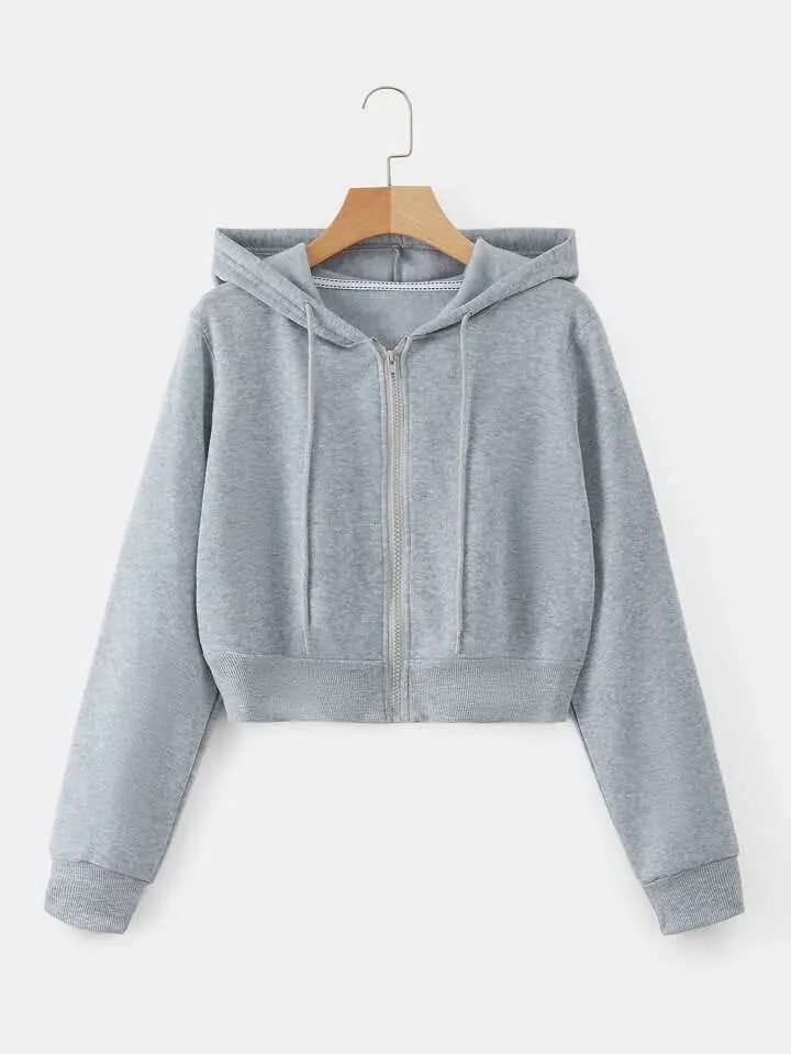 Campera crop top gris
