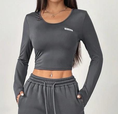 Top gris manga larga parche gallantry