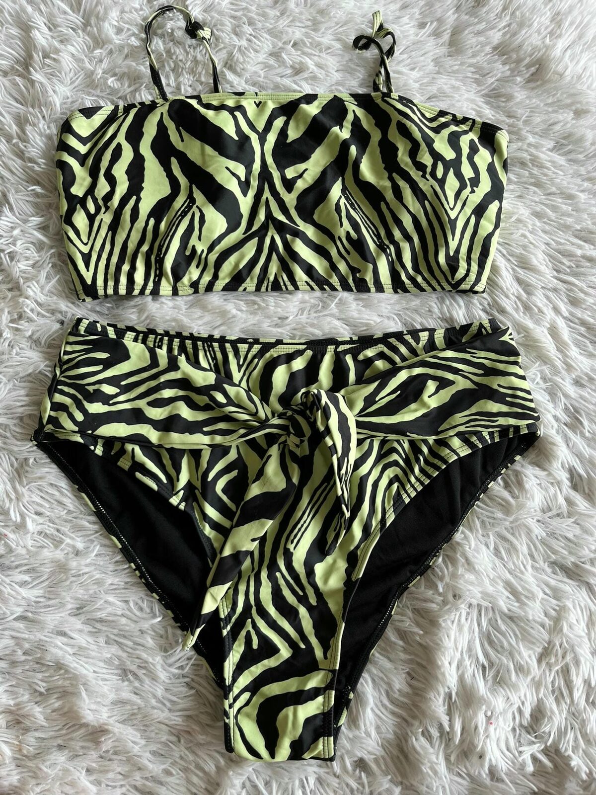 Bikini animal print zebra verde