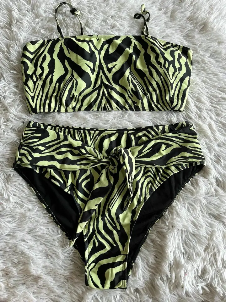 Bikini animal print zebra verde