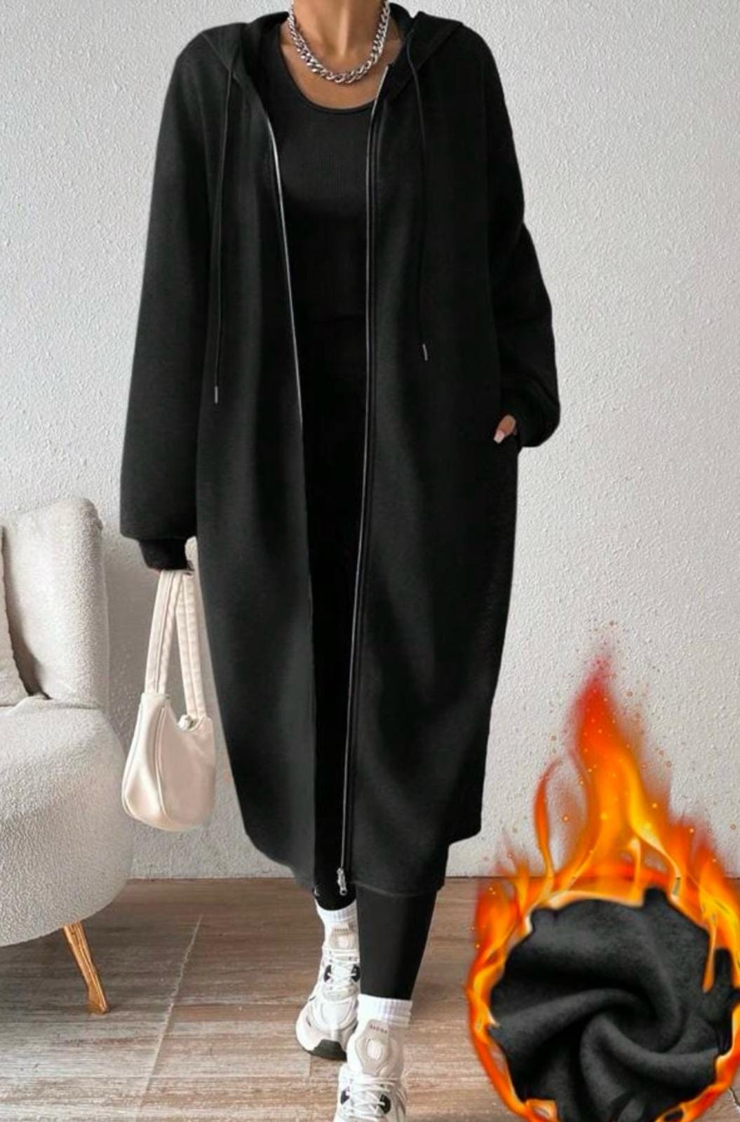 Campera larga negra