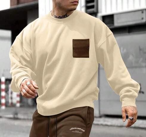 Buzo beige bolsillo marrón