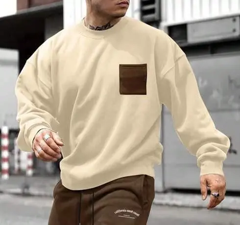 Buzo beige bolsillo marrón
