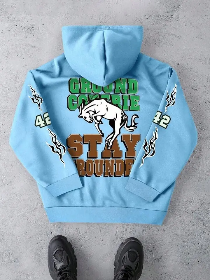 Campera celeste  diseño caballo stay rounde