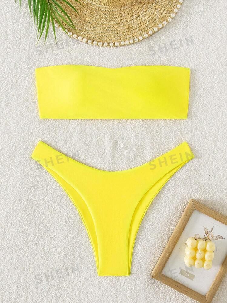 Bikini bandeau amarillo