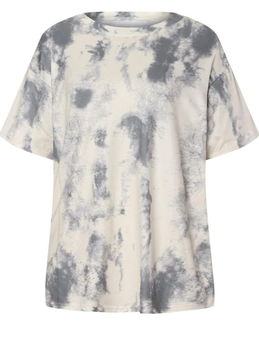 Remera tie dye blanca con gris
