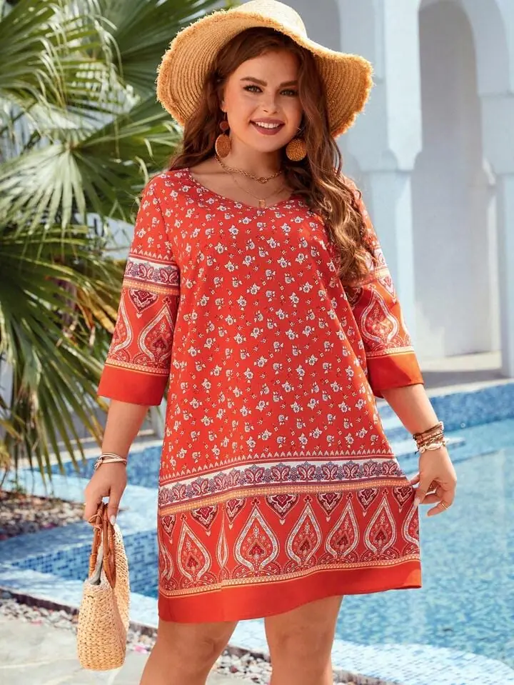 Vestido anaranjado con diseños