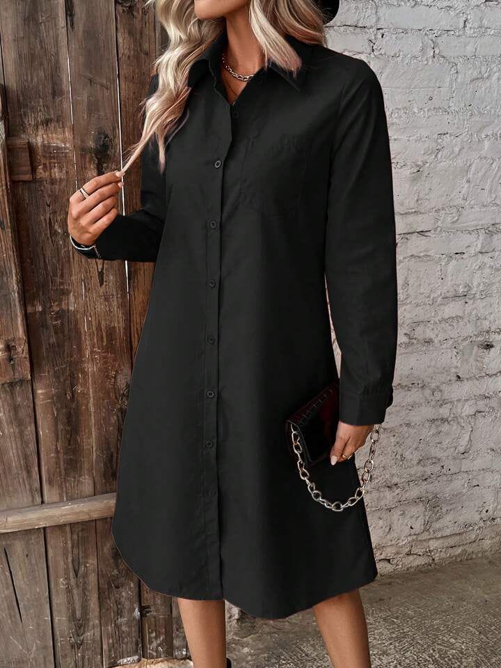 Vestido camisa negro largo