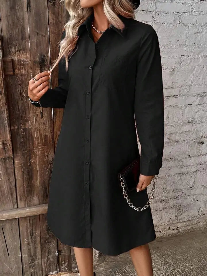 Vestido camisa negro largo
