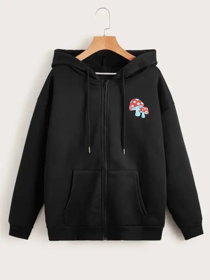Campera negra con hongos