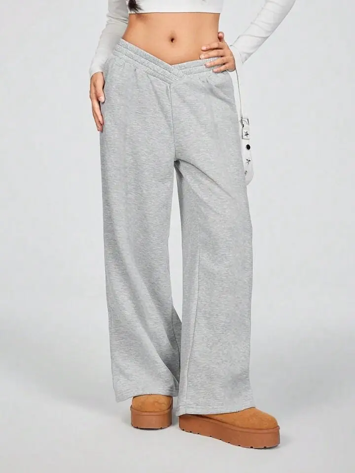 Pantalón jogger gris pretina cruzada