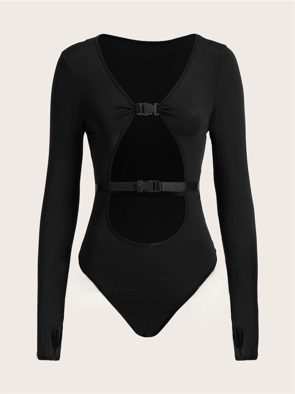 Body negro rayado con apertura enganches tipo mochila