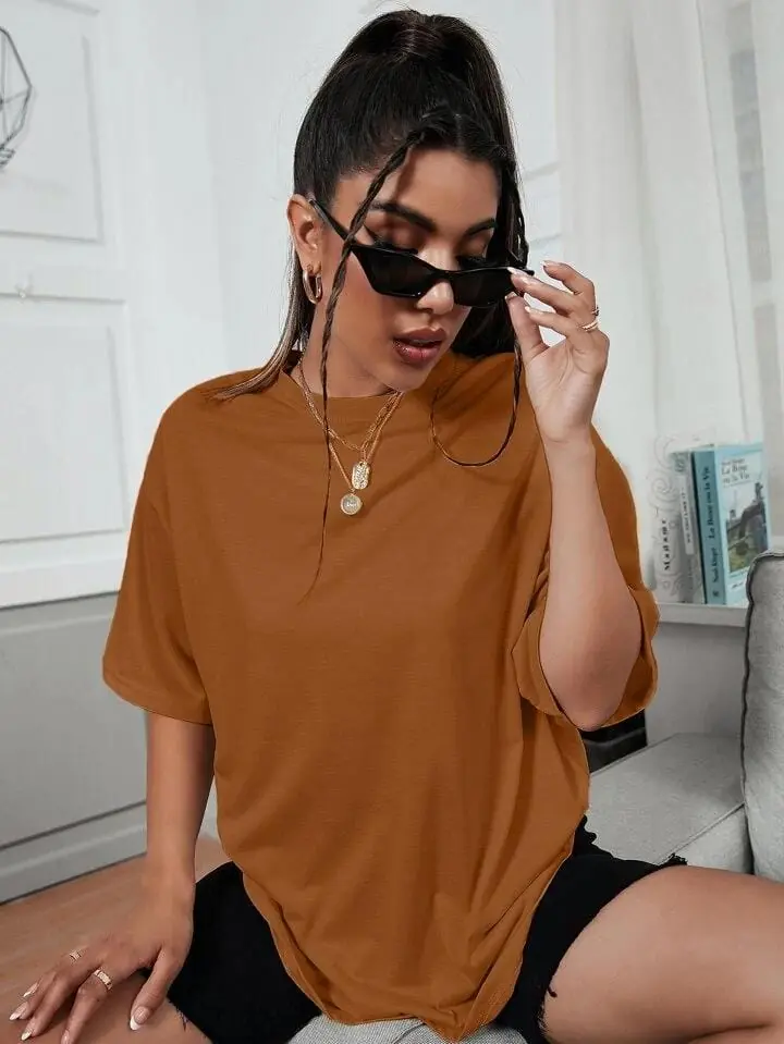 Remera marrón lisa dama