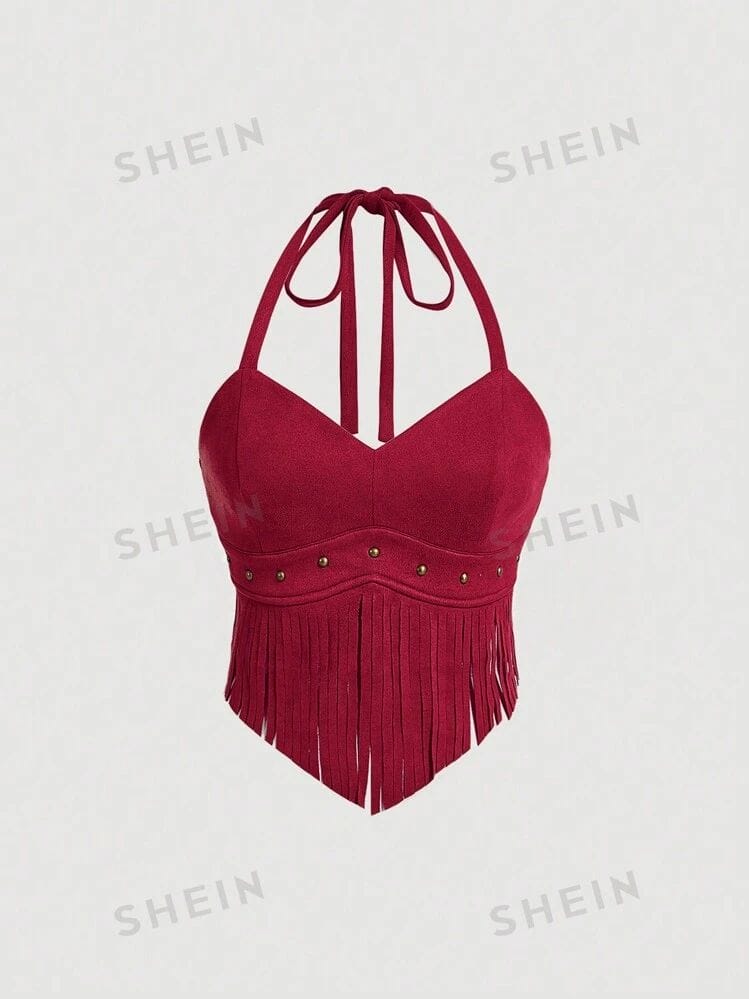Top rojo con flecos