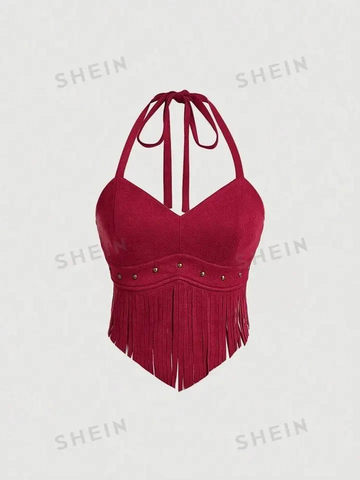 Top rojo con flecos
