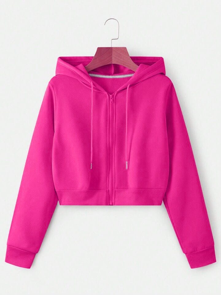 Campera crop top fucsia