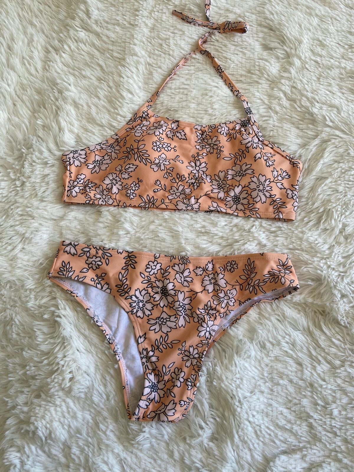 Bikini/malla naranja top floreado